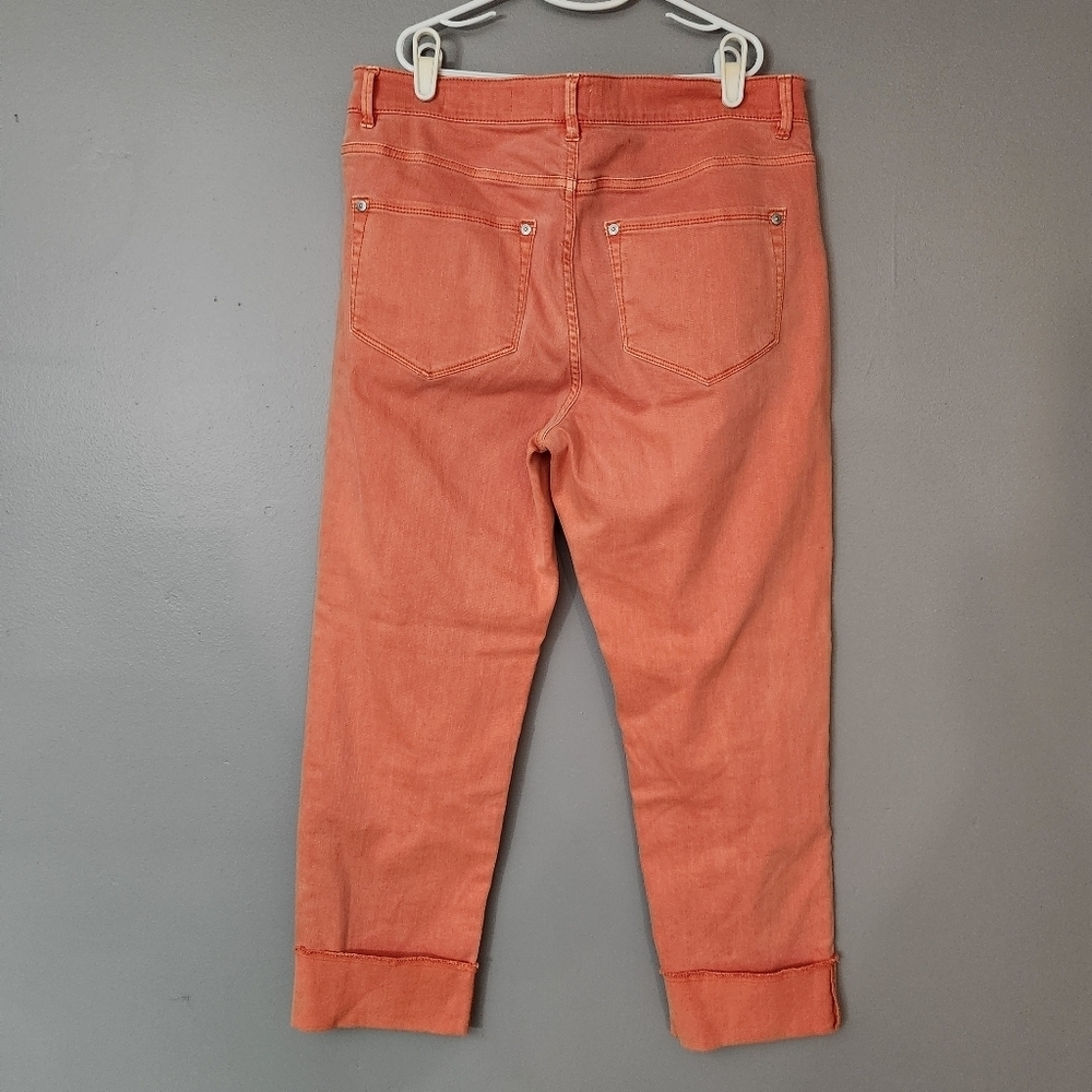 J.Jill Women’s Coral Authentic Fit Cropped Raw Hem Cotton Spandex Denim size 10 - Picture 4 of 13